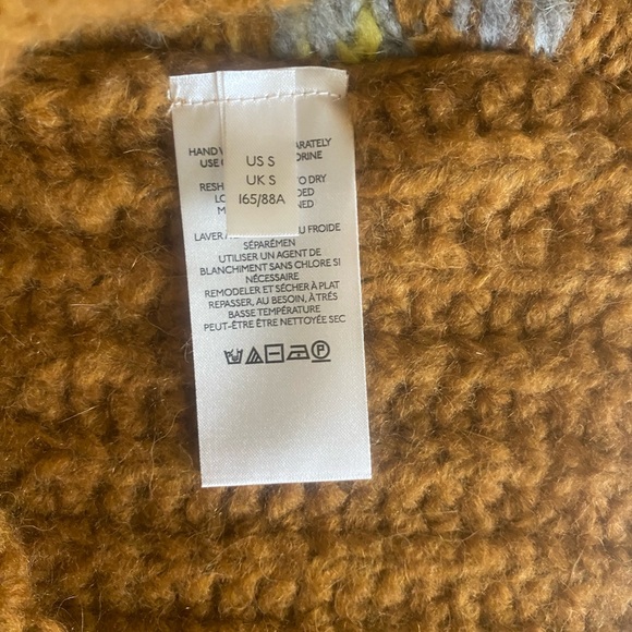 Free People Small Alpine Crop Sweater Cinnamon Toast Fair Isle Chunky Knit NWT - Picture 6 of 7